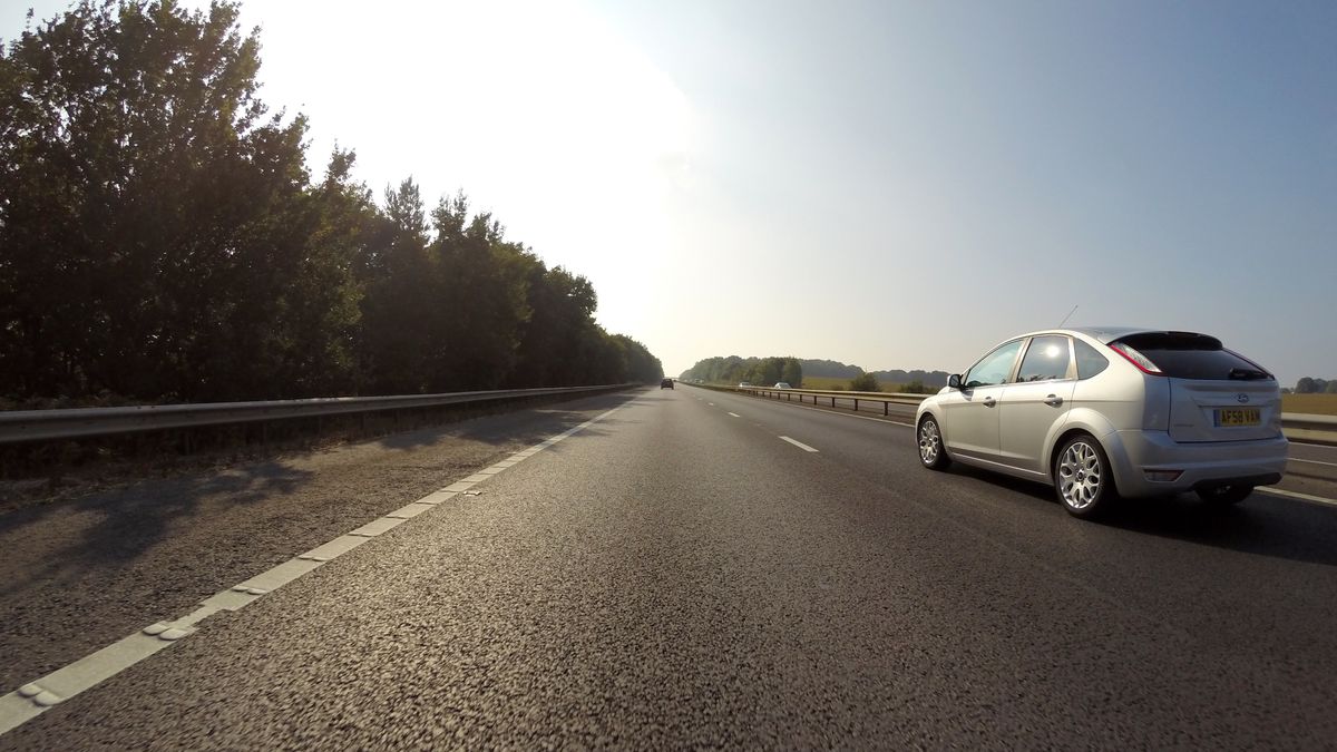 Cars driving on a UK highway in Hatfield England